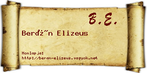 Berán Elizeus névjegykártya